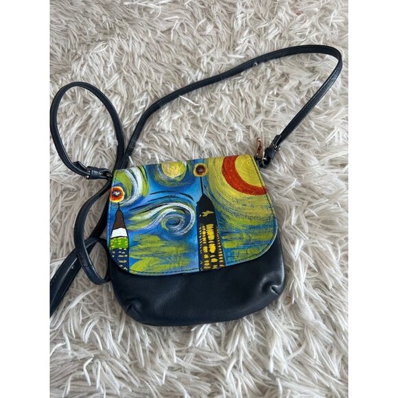 Sharif 1827 Purse Designed in New York Cityscape Van Gogh Vibes - Picture 1 of 6
